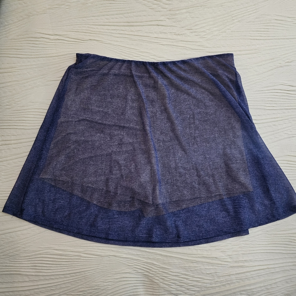 Los Angeles Apparel Denim Print Micro Mesh Skort